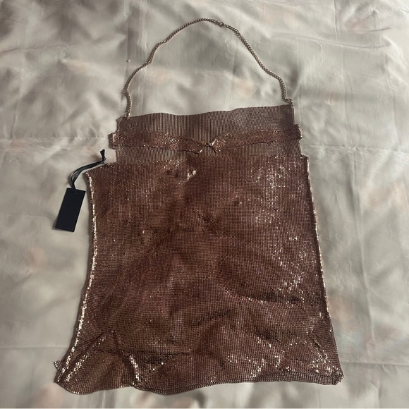 NEW! H:ours- Cowl Neck Gold Imogen Chainmail Mini Dress One Size NWT Party OS - Picture 3 of 8